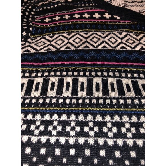 Merona Cardigan Sweater Plus 2X Blue Pink Black Pattern Knit V-Neck Button Front - Picture 3 of 7